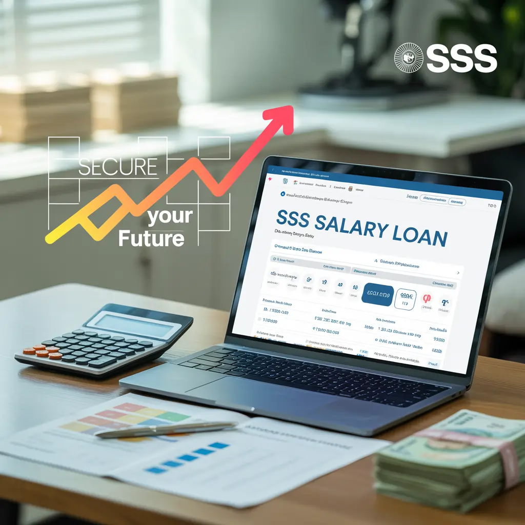 Laptop with sss salary loan application opened